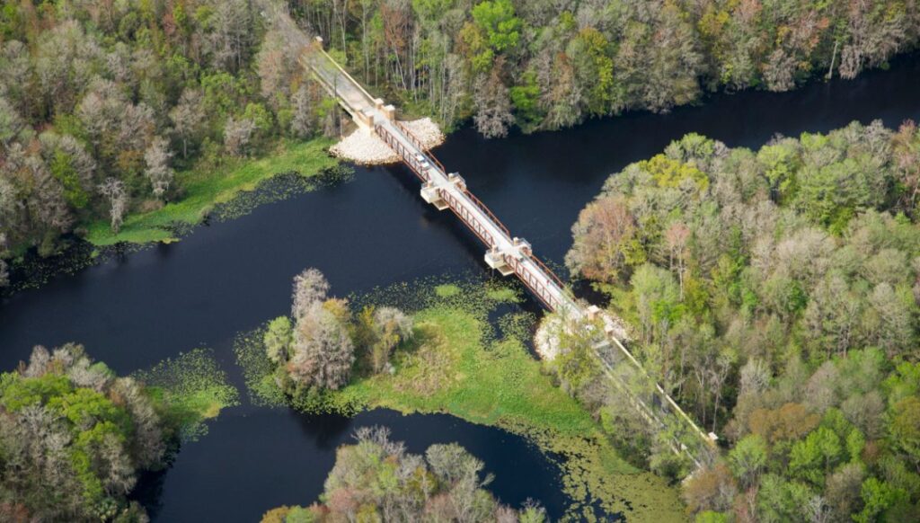 The Marjorie Harris Carr Cross Florida Greenway over water