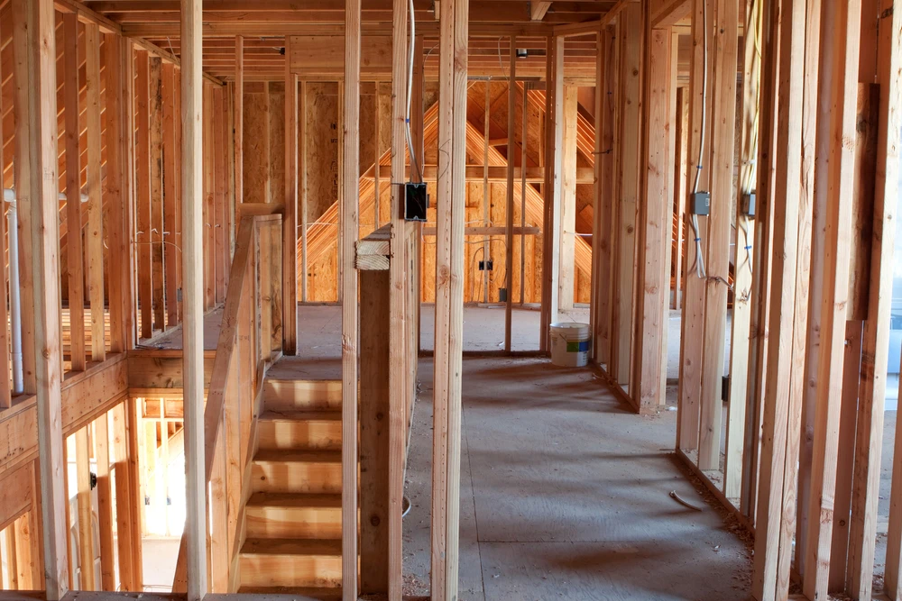 Unfinished Home Framing Interior - ADU Plans