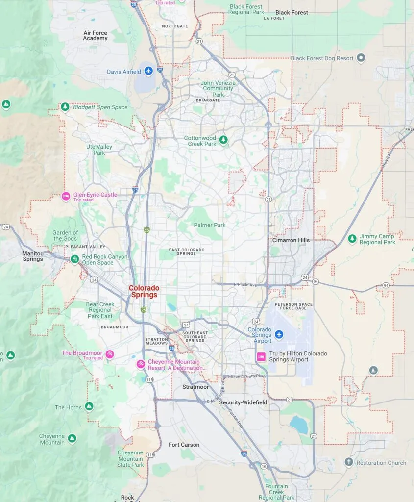 Map of Colorado Springs